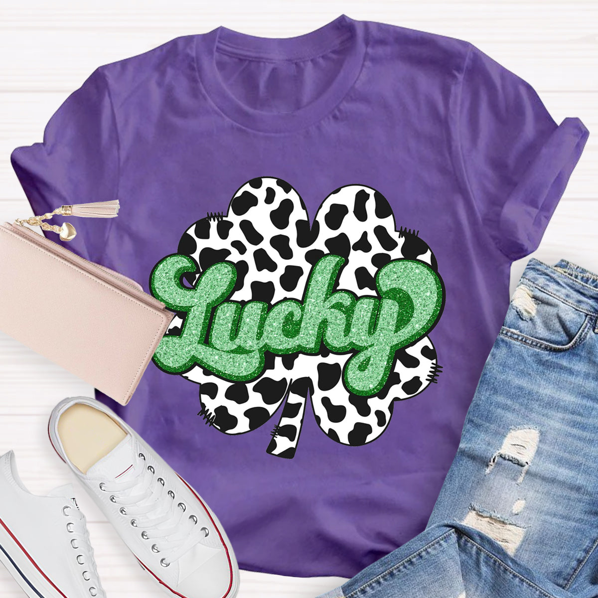 Milk pattern Shamrock LuckyTeacher T-Shirt