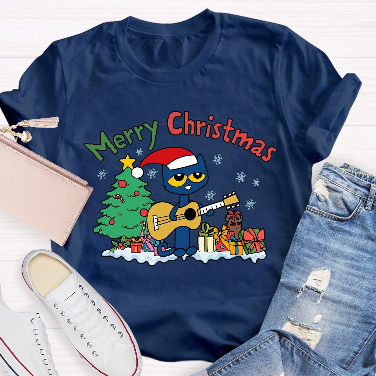 Merry Christmas Pete Groovy Cat T-Shirt