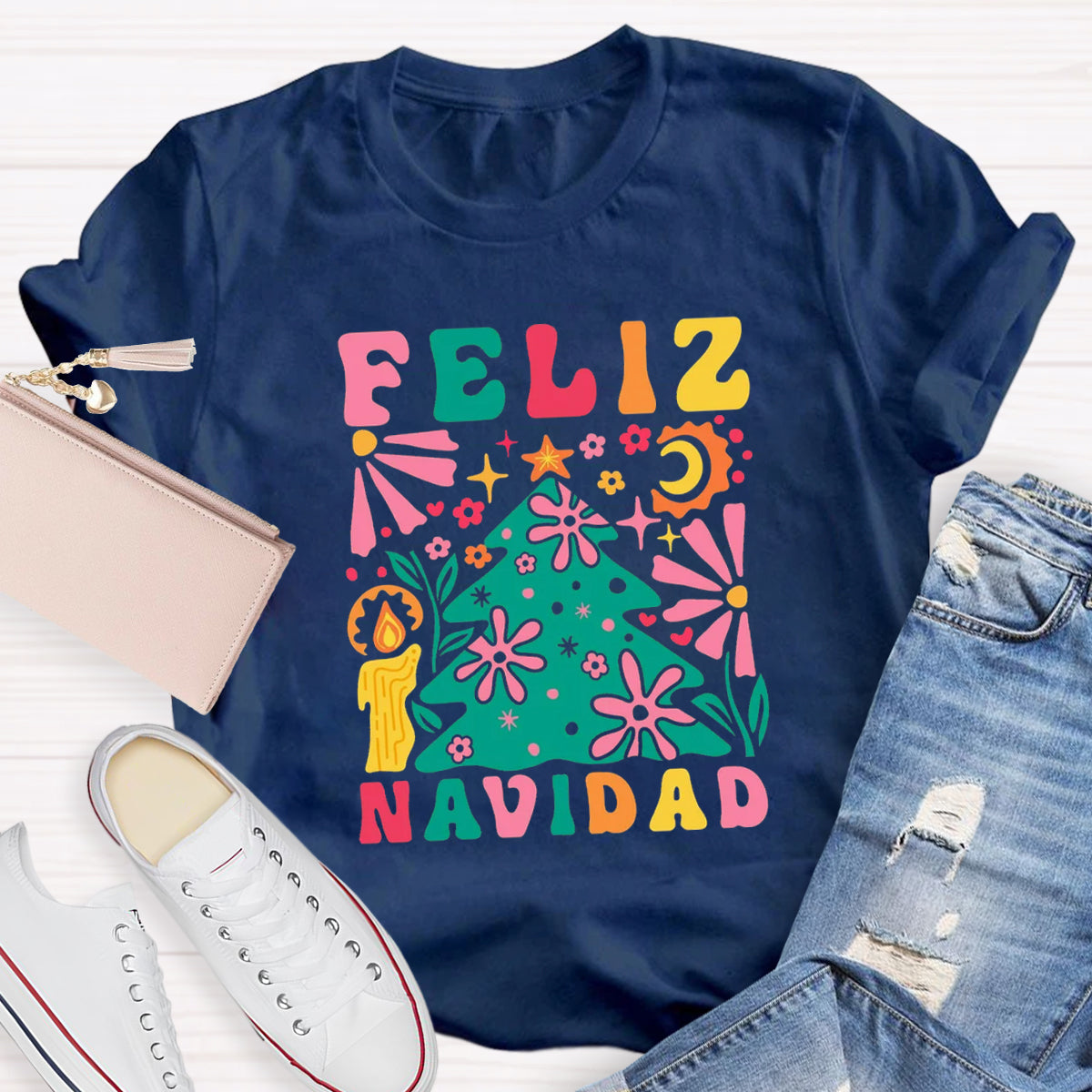 Feliz Navidad Spanish Christmas Teacher T-Shirt