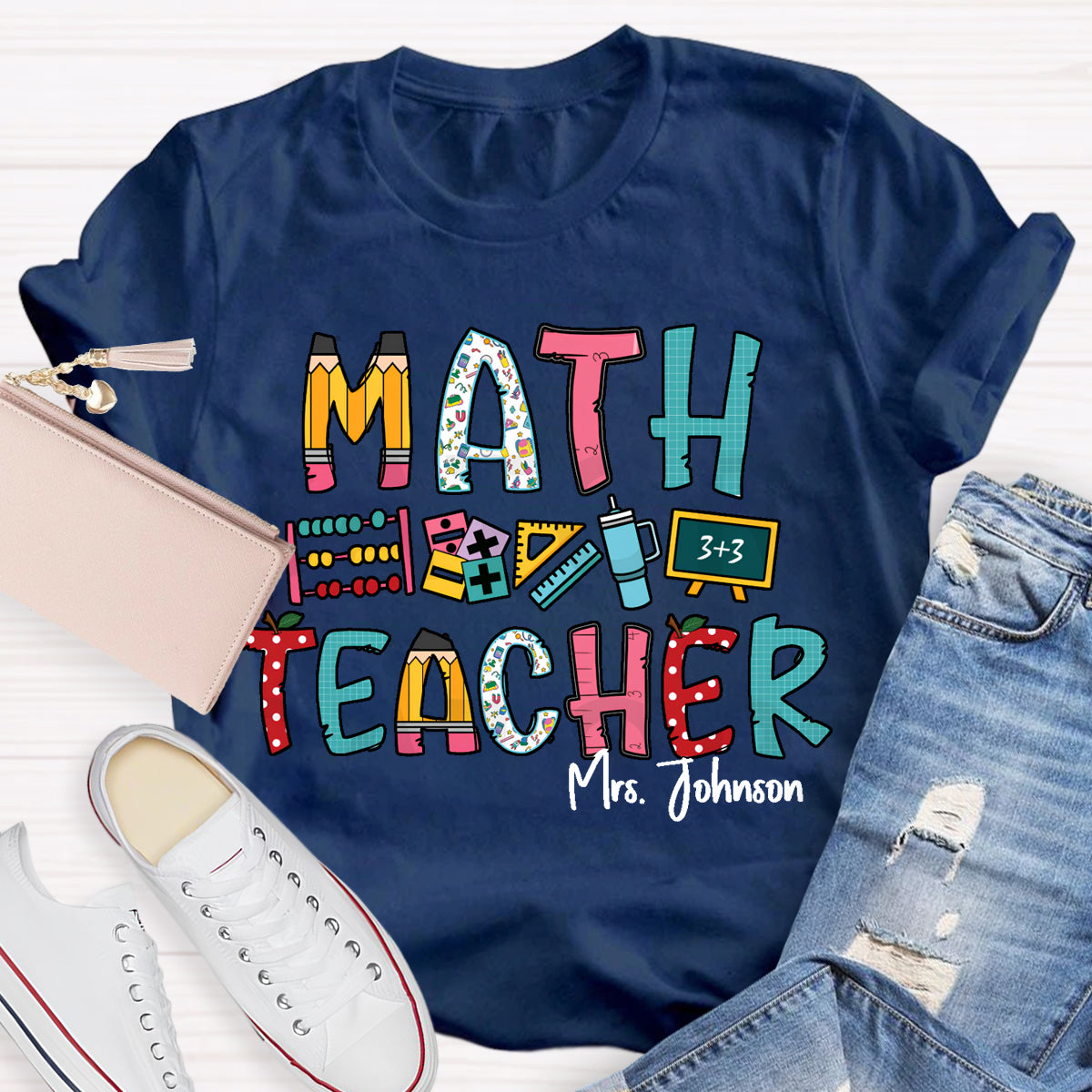 Personalized Math Teacher Name Mrs. Johnson T-Shirt