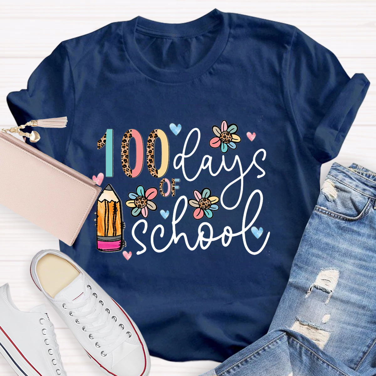 100 Days Of School Pencil Teacher T-Shirt