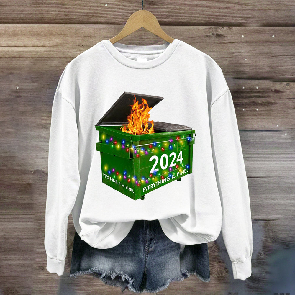 Everything Is Fine Funny Dumpster Fine Christmas Sweatshirt