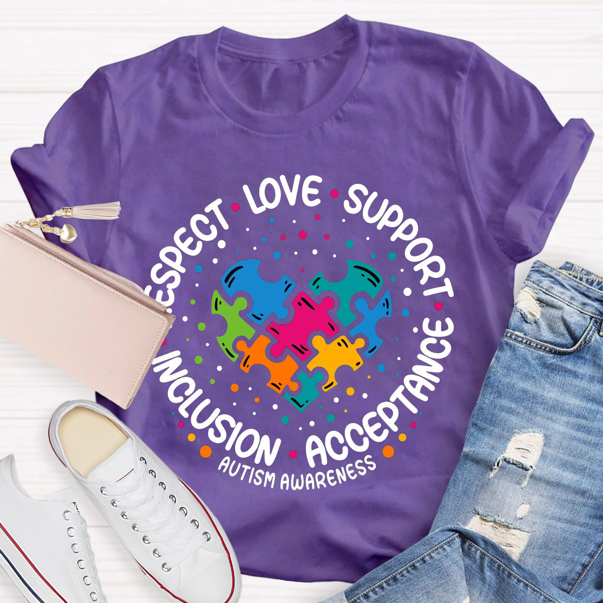 Love Support Acceptance Inclusion Respect  Autism Awareness T-Shirt