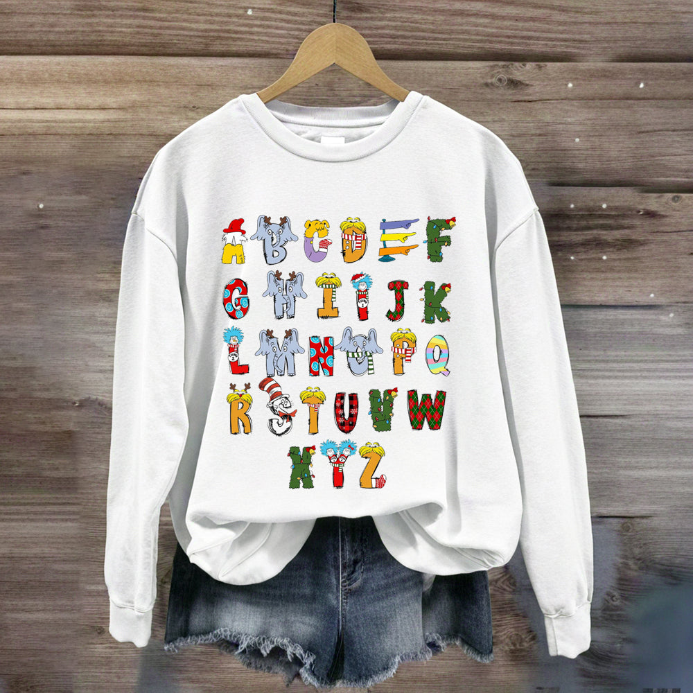 Christmas Doodle Alphabet Cat In The Hat Children's Book Sweatshirt