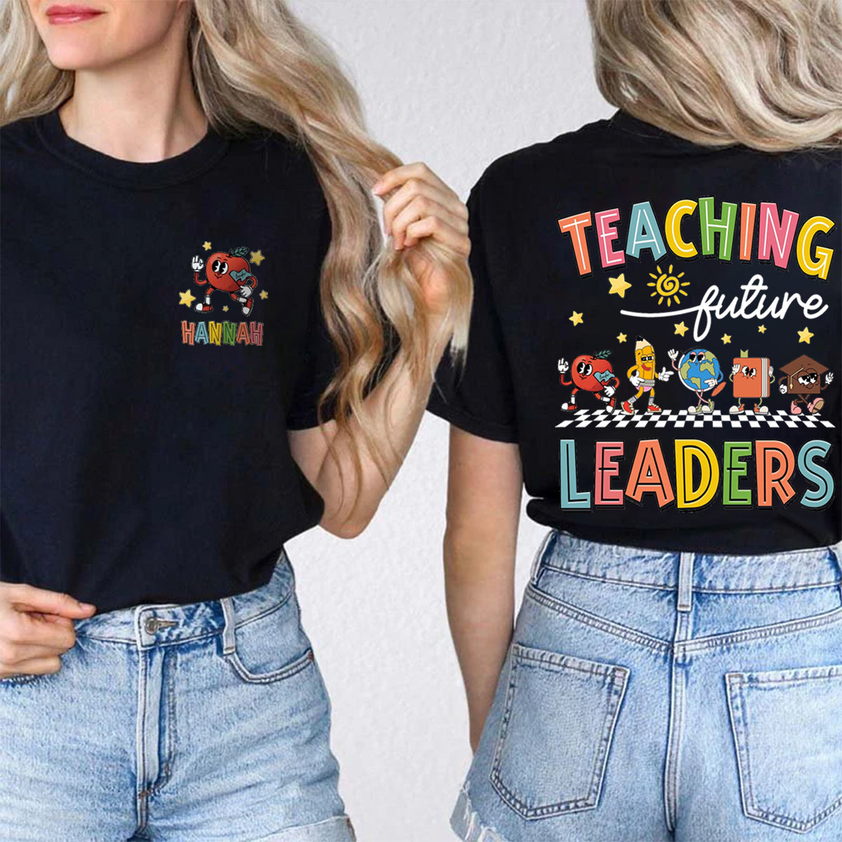 Personalized Name Teaching Future Leaders Double Printed T-shirt