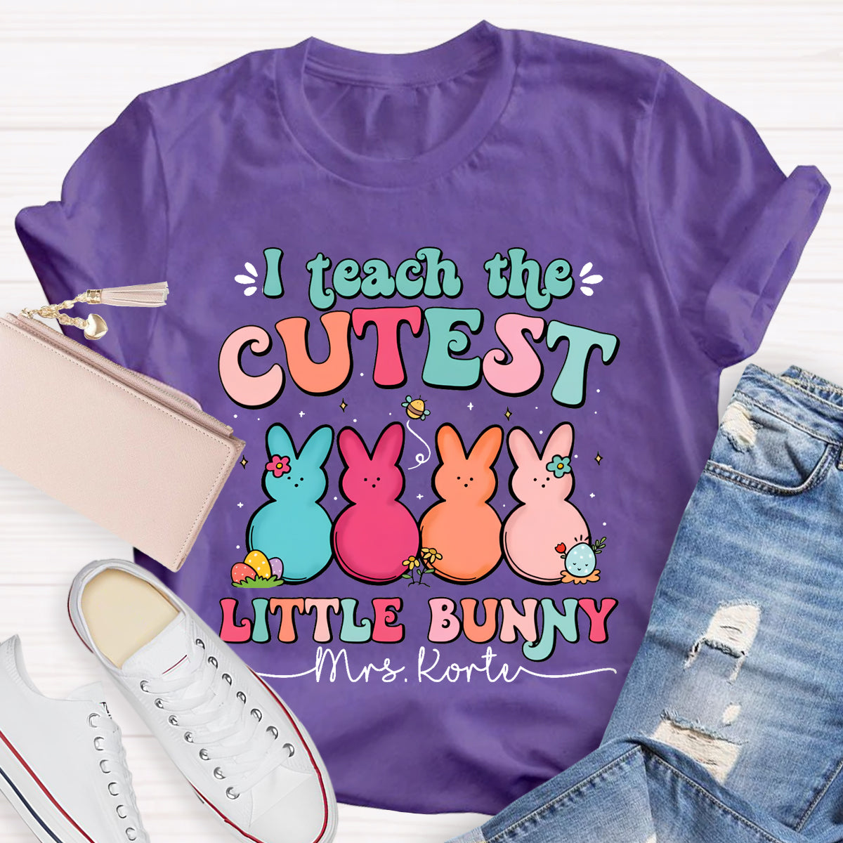 Personalized Name I Teach The Cutest Little Bunnies T-Shirt