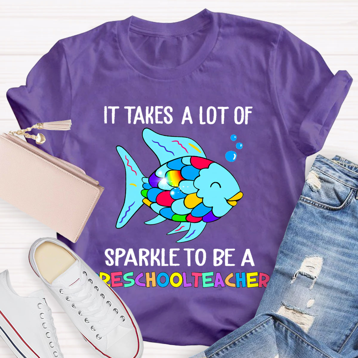 Personalized Grade It Takes A Lot Of Sparkle To Be A Preschool Teacher T-Shirt