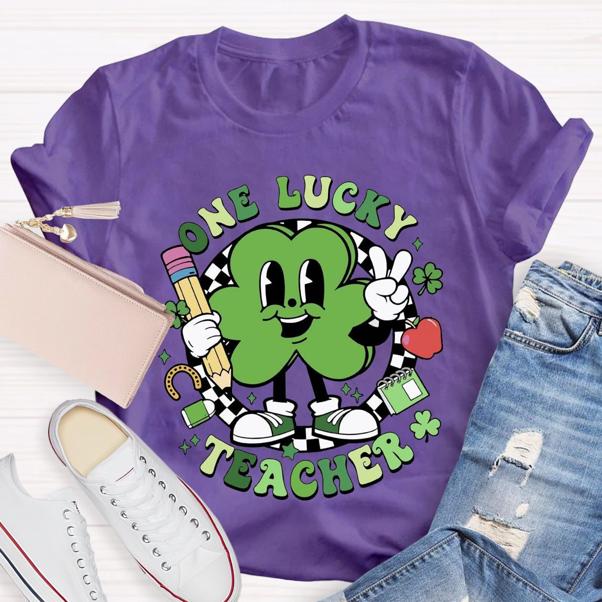 One Lucky Teacher Shamrock T-Shirt