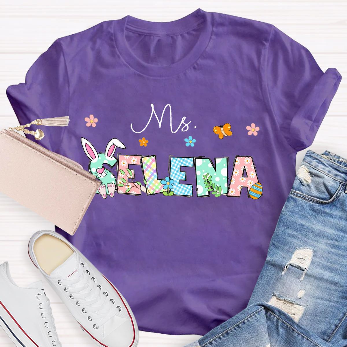 Personalized Name Easter Day Bunny T-Shirt