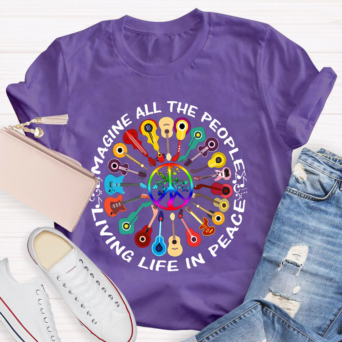 Imagine All The People Living Life In Peace T-Shirt