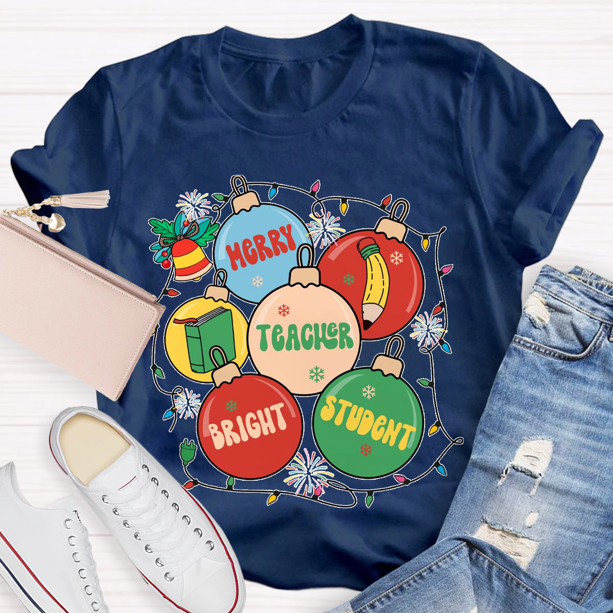 Merry Teacher  Bright Students T-Shirt