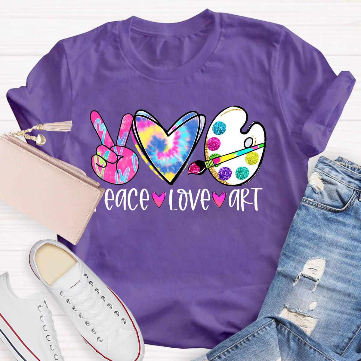 Peace Love Art Teacher T-shirt