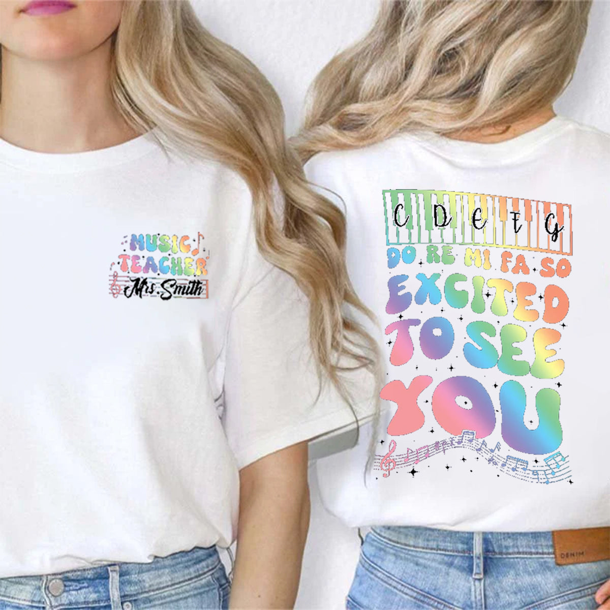 Personalized Name Excited To See You Double Printed T-shirt