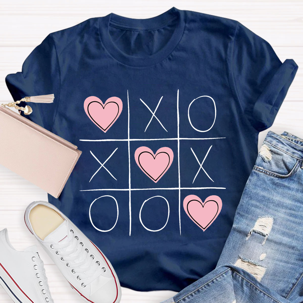 Tic Tac Toe Valentines  Love Heart T-Shirt