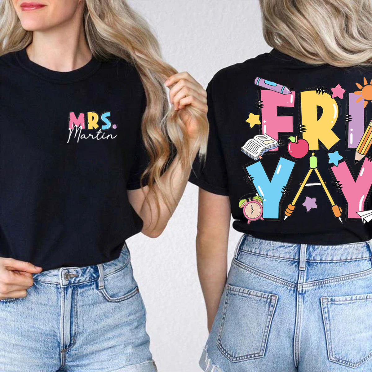 Personalized Name Friyay Double Printed T-shirt