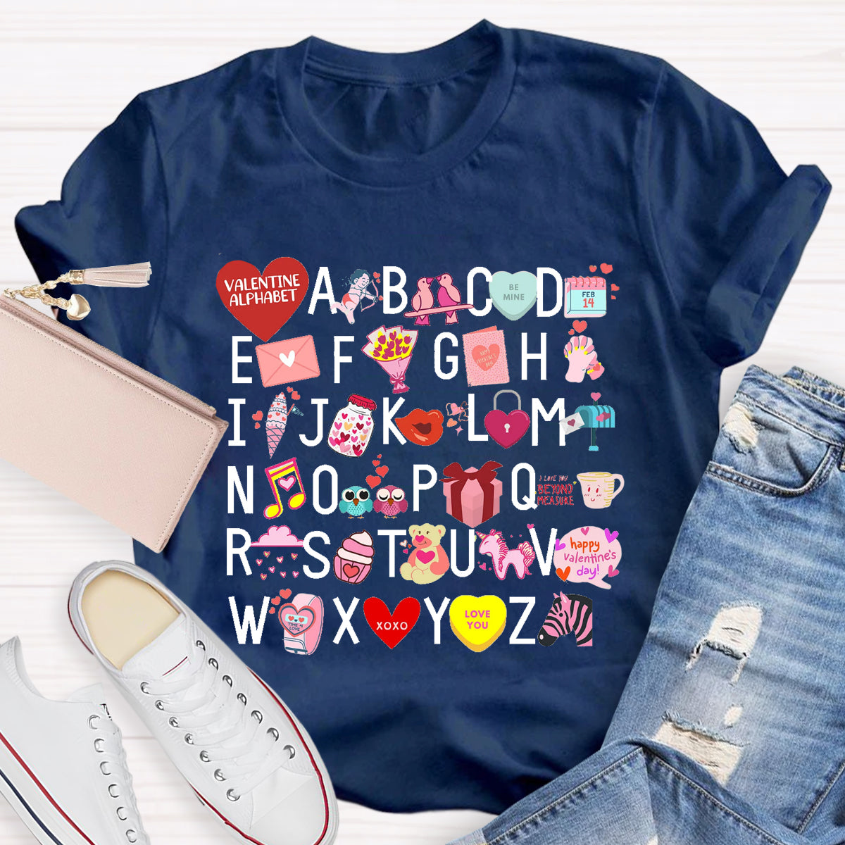 Valentine Alphabet Teacher T-Shir