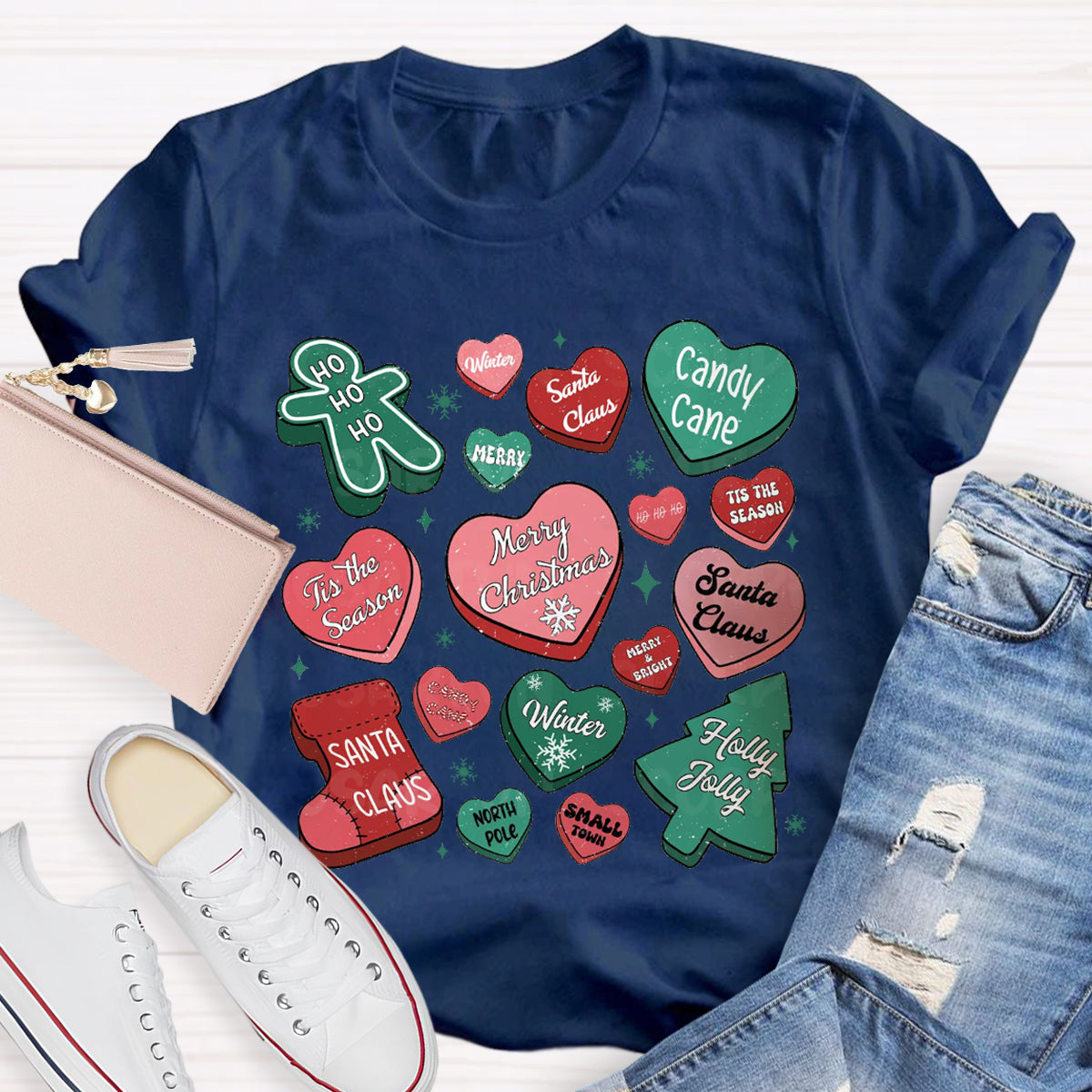 Candy Hearts Christmas T-Shirt