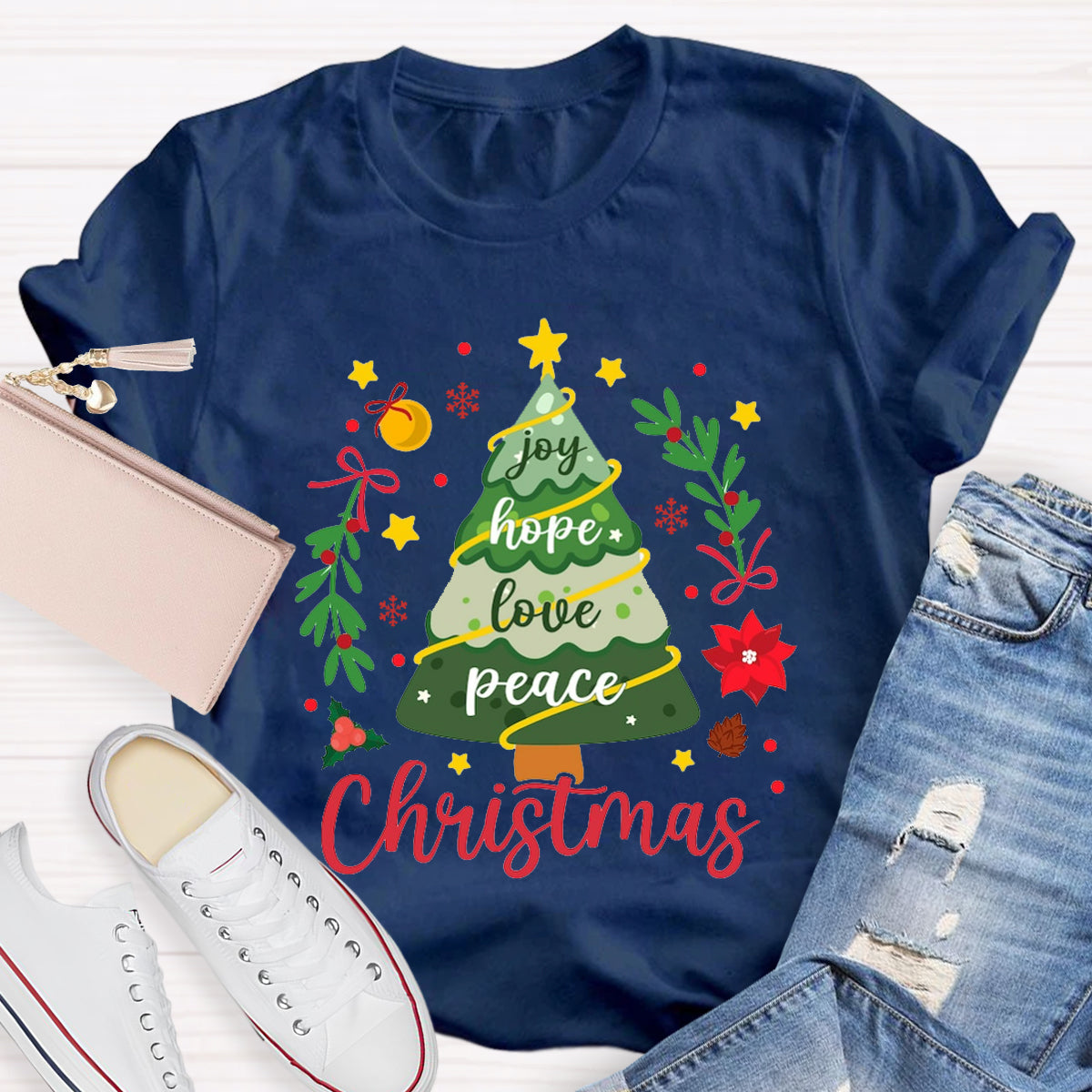 Christmas Tree Joy Hope Love Peace T-Shirt