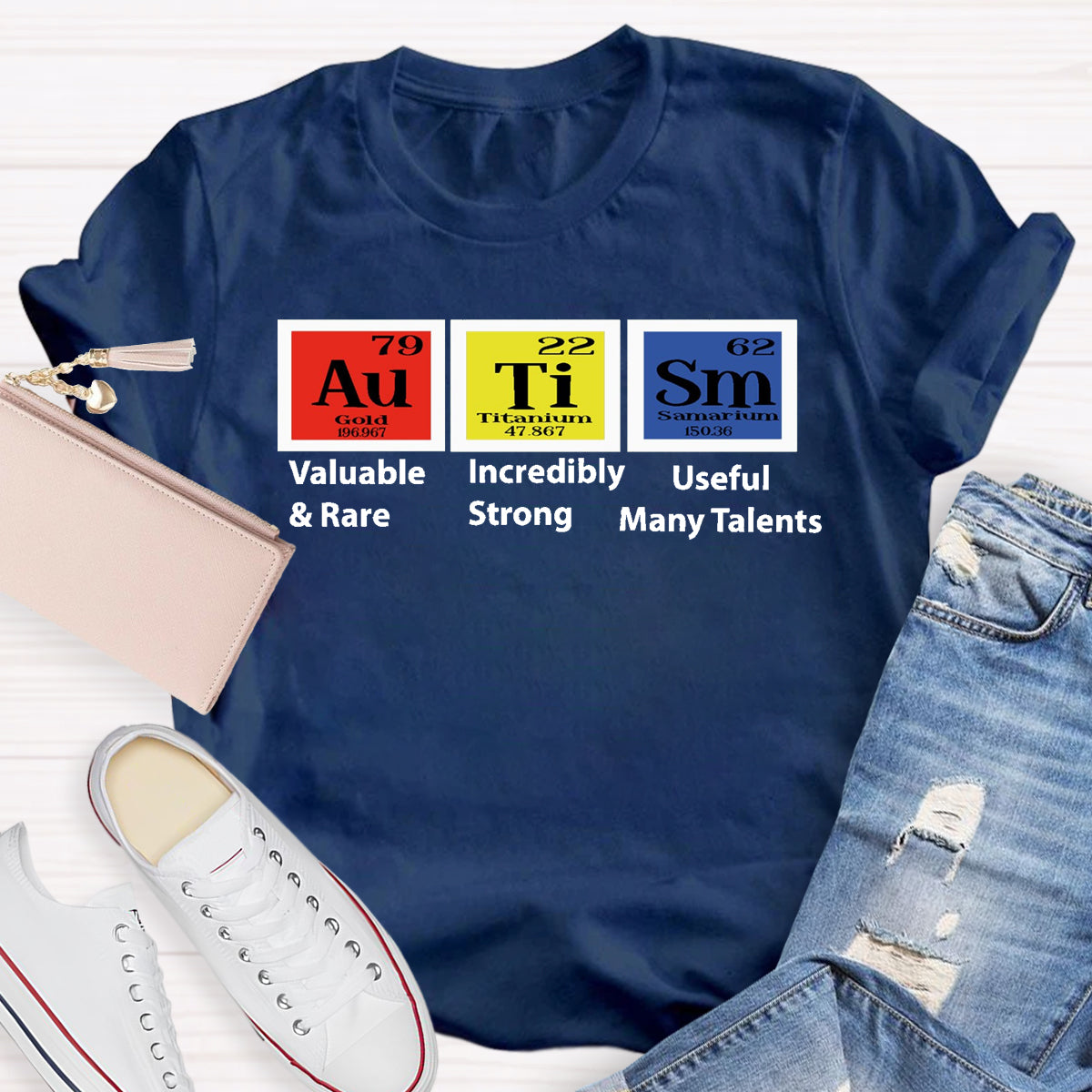 Autism Periodic Table Valuable Incredibly Teacher T-Shirt