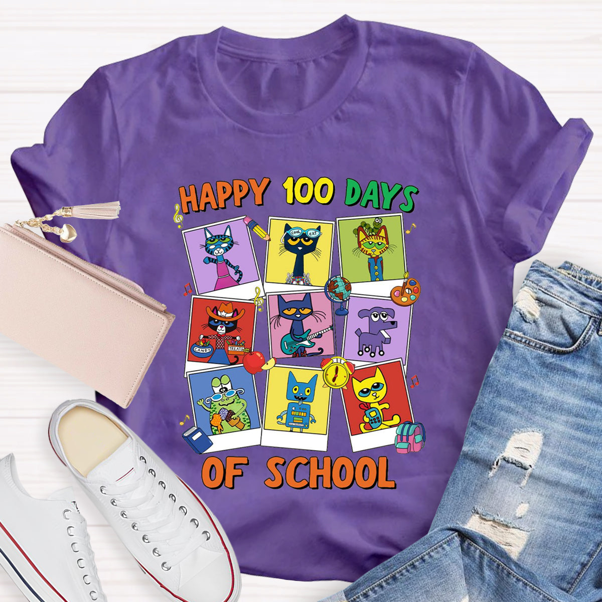 Pete The Cat Happy 100 Day Of School T-Shirt