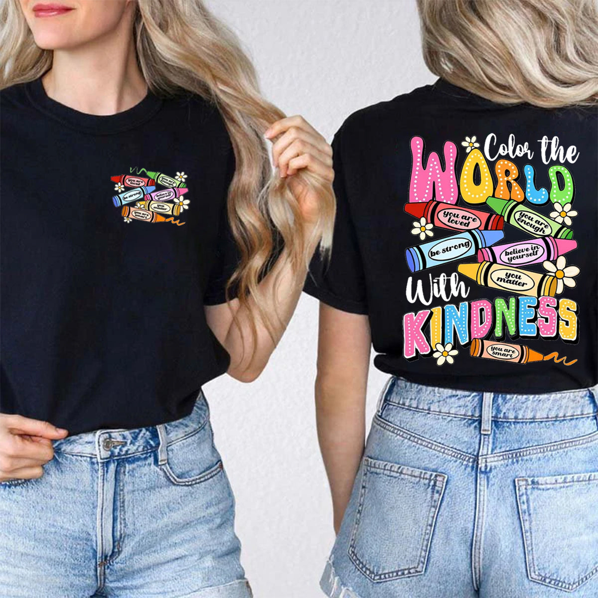 Color The World With Kindness Double Printed T-shirt