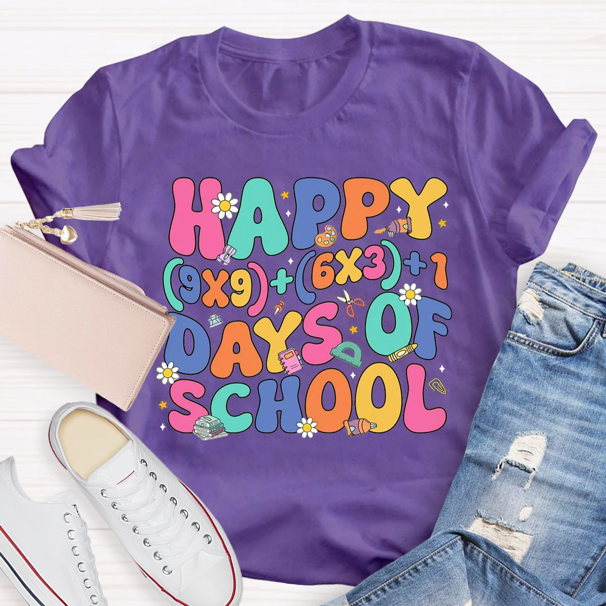 Happy 100 Days Of School Math Teacher T-Shirt