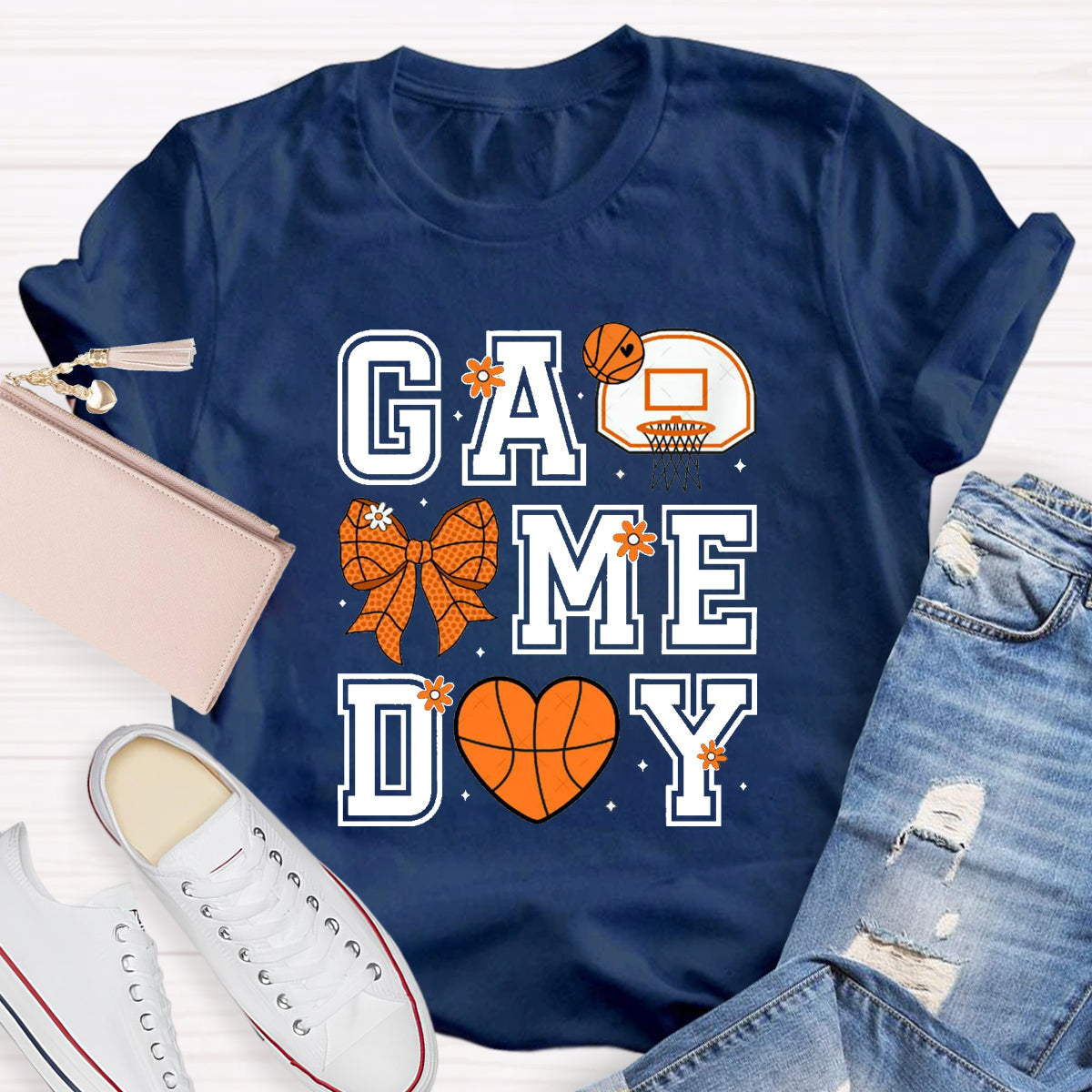 Game Day Bow Basketball T-Shirt