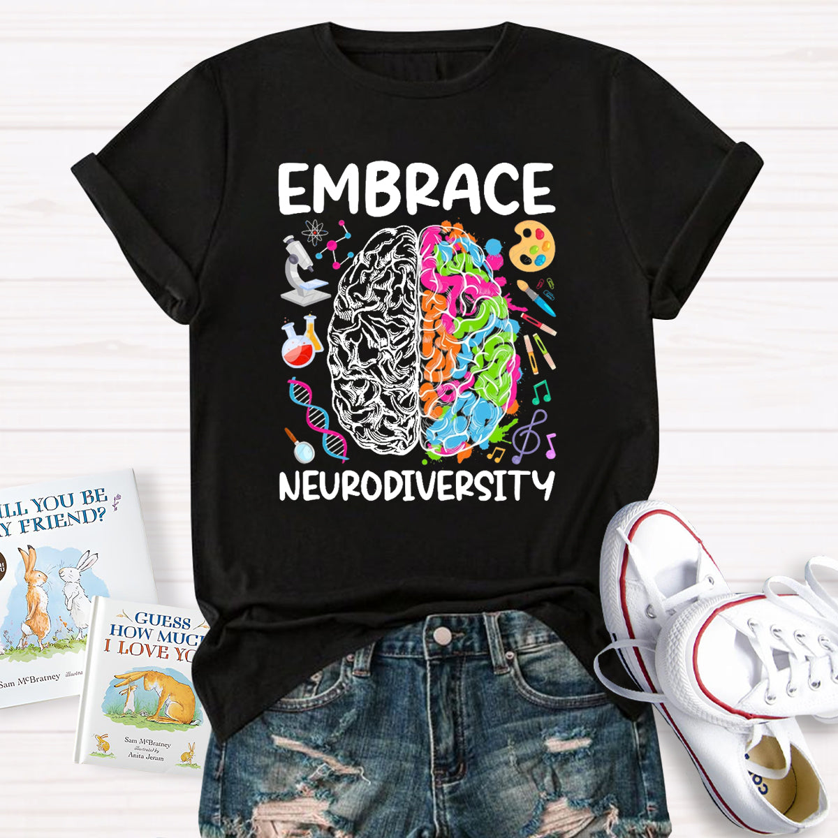 Embrace Neurodiversity Brain Teacher T-Shirt