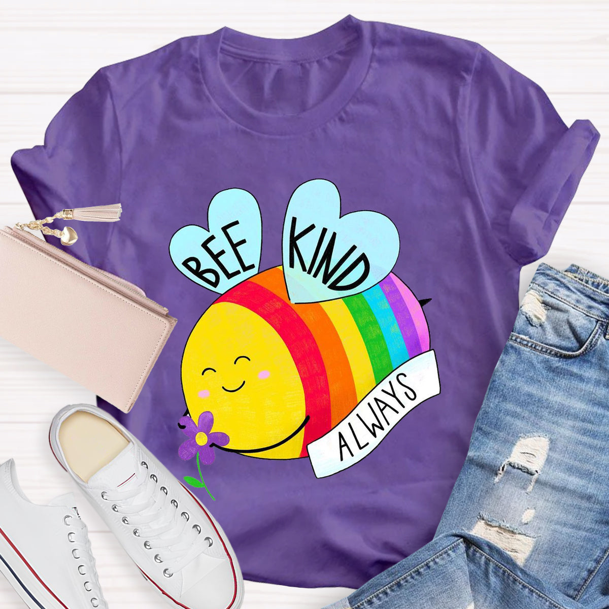 Be Kind Always Colorful Bee Teacher T-Shirt