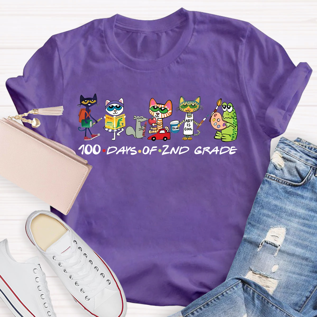 Personalized Grade 100 Days Of Second Grade Teacher T-Shirt