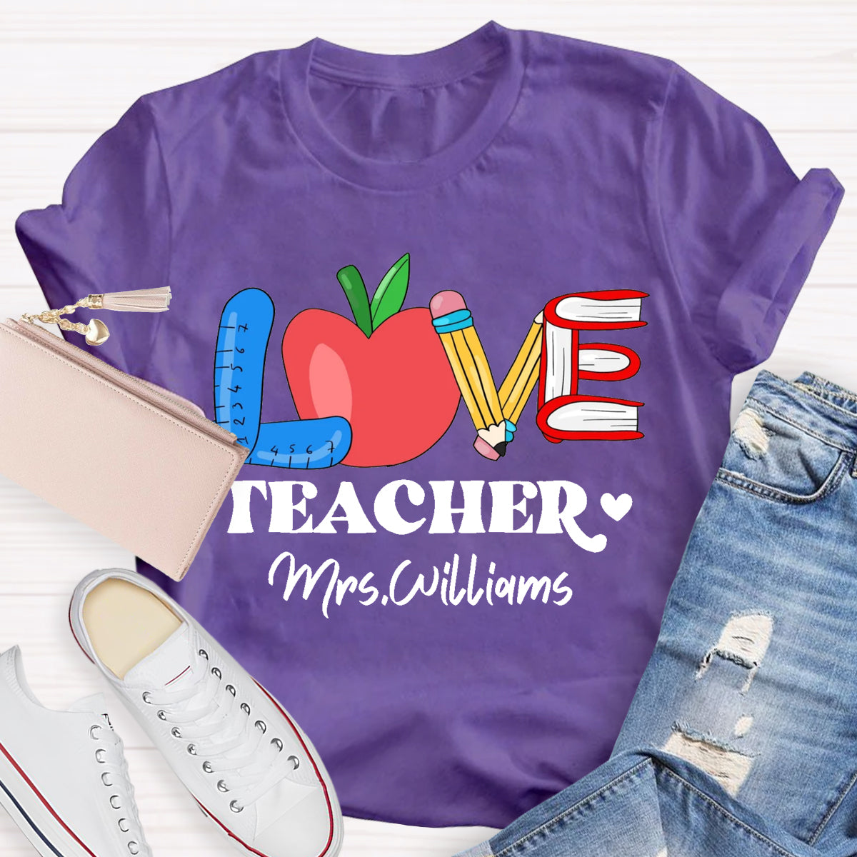 Personalized Name Love Teacher T-Shirt