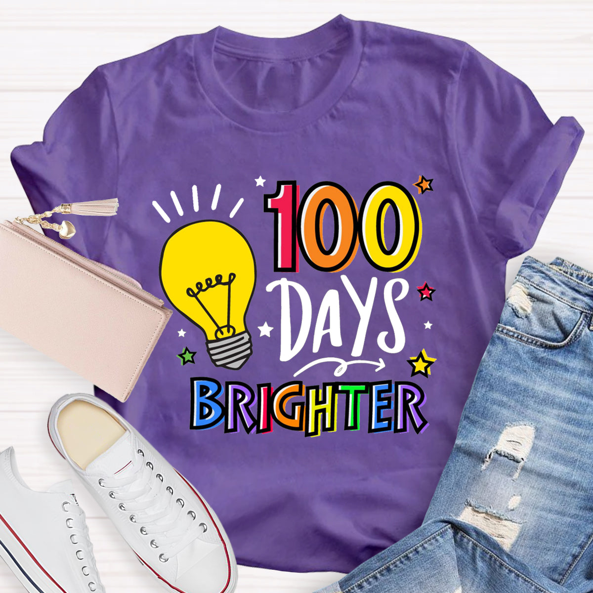 100 Days Brighter Teacher T-Shirt