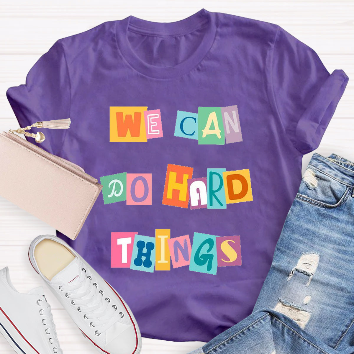 We Can Do Hard Things Color Blocks T-Shirt