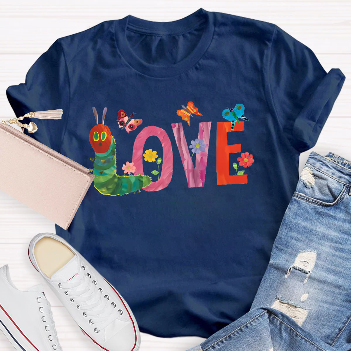 Caterpillar Butterfly Love Teacher T-Shirt