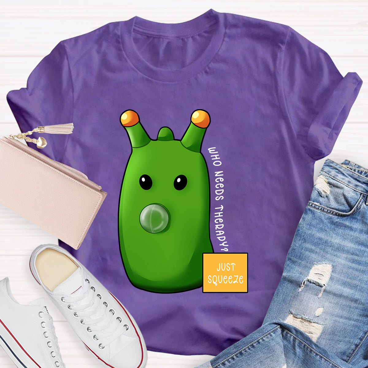 Who Needs Therapy? Just Squeeze Green Caterpillar T-Shirt