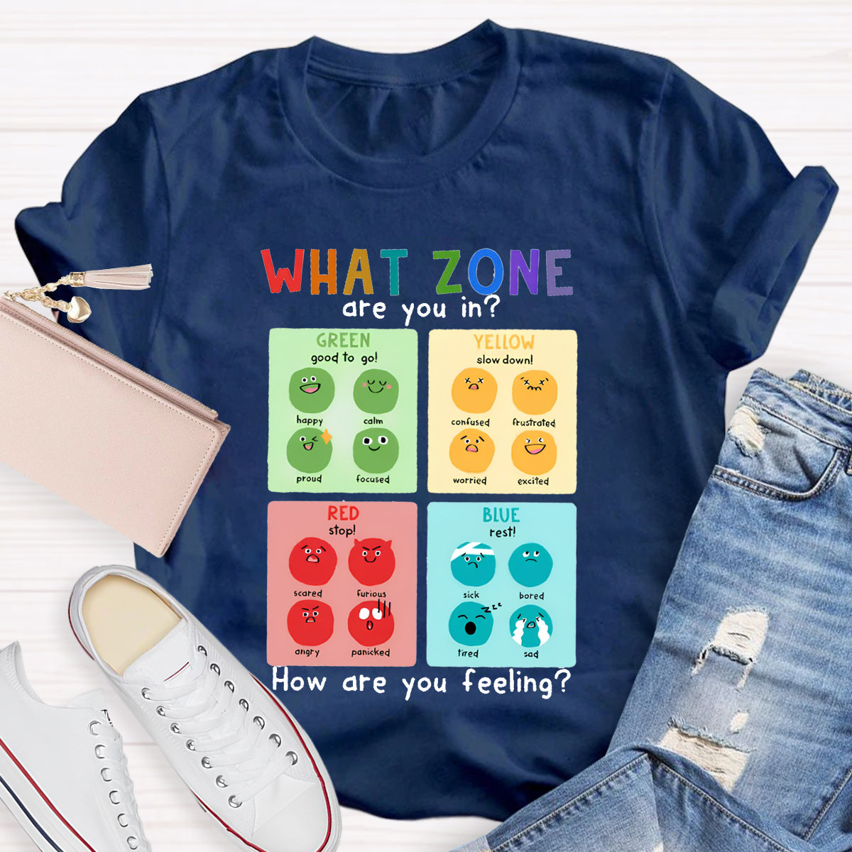 What Zone Are You In Mental Health Therapy Teacher T-Shirt