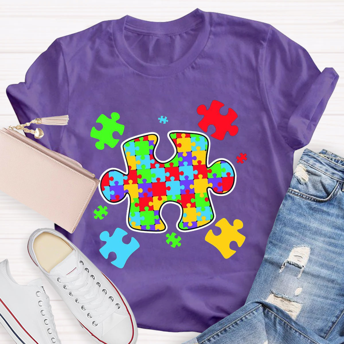 Special Education Colorful Puzzle T-Shirt