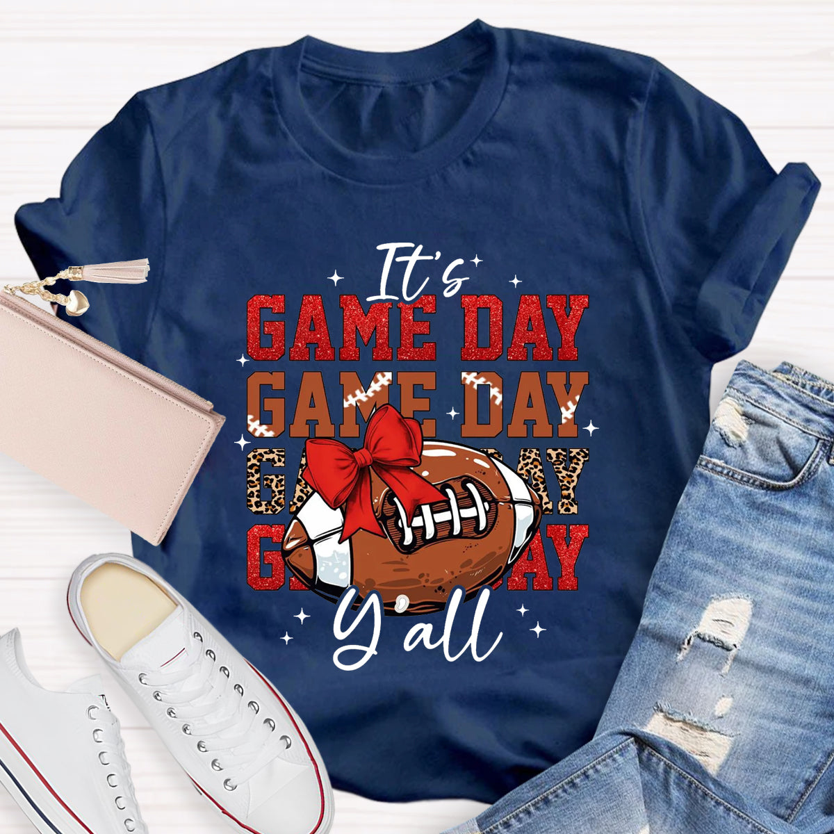 It's Game Day Yall Red Glitter T-Shirt