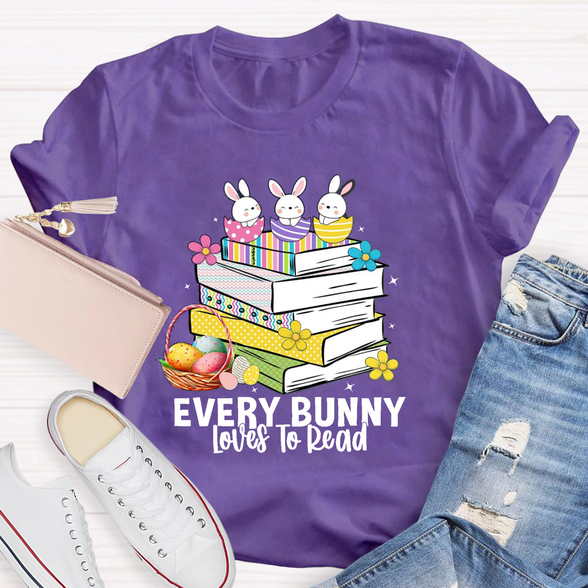 Every Bunny Loves To Read Teacher T-Shirt