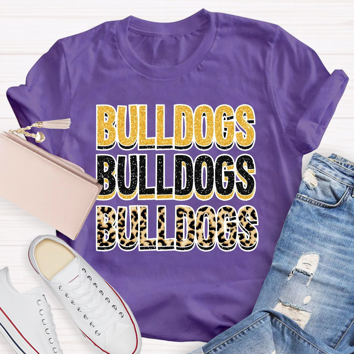 Personalized Mascot Leopard Print T-Shirt