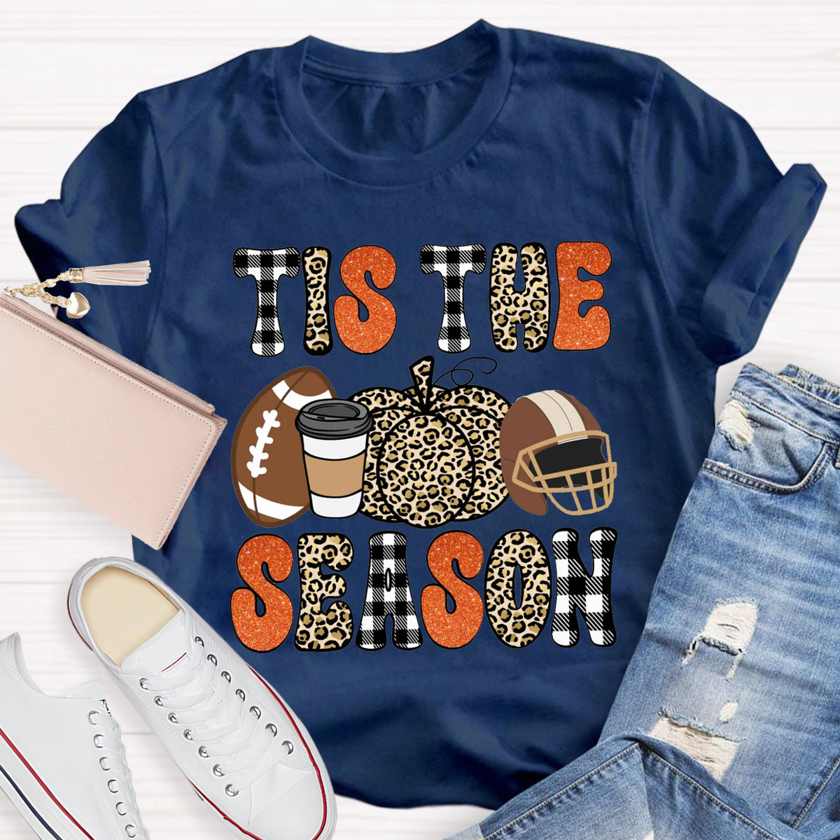 Tis The Season Game Day  Pumpkin Teacher T-Shirt