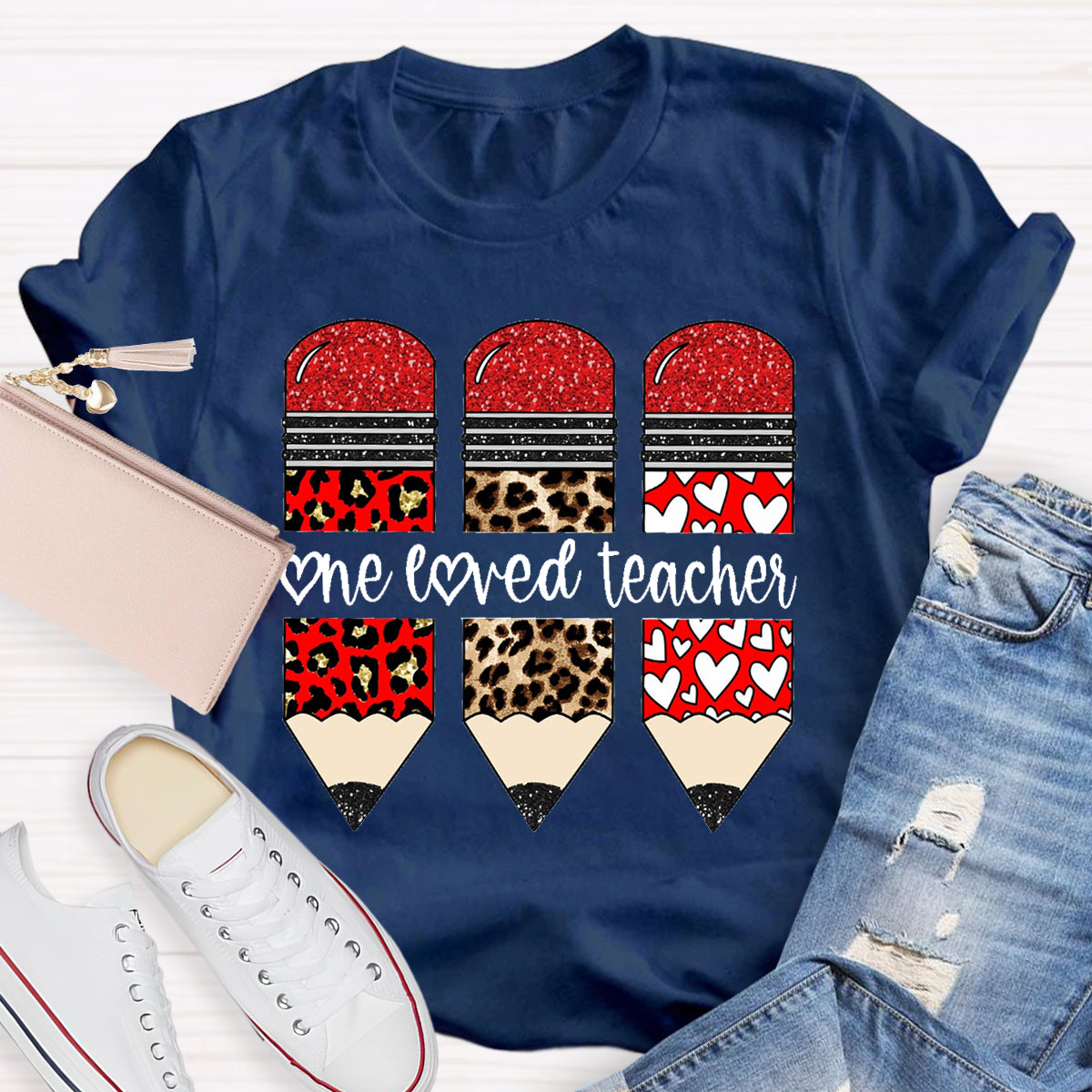 One Loved Teacher Red Pencil T-Shirt