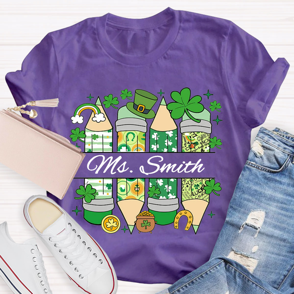 Personalized Name St. Patricks Day Teacher T-Shirt