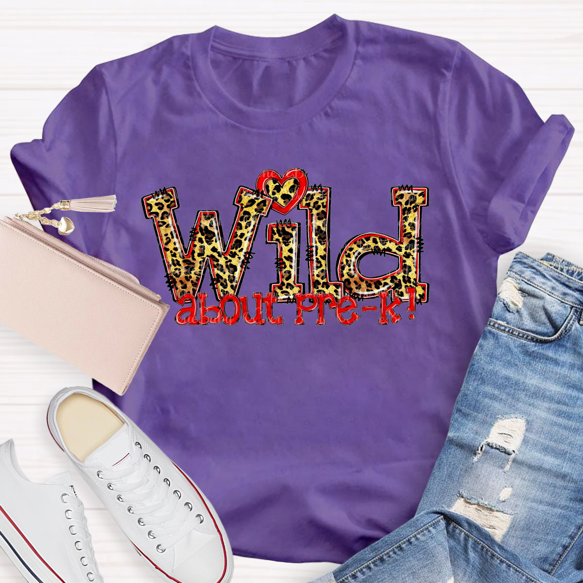 Wild About Pre-K Red Heart T-Shirt