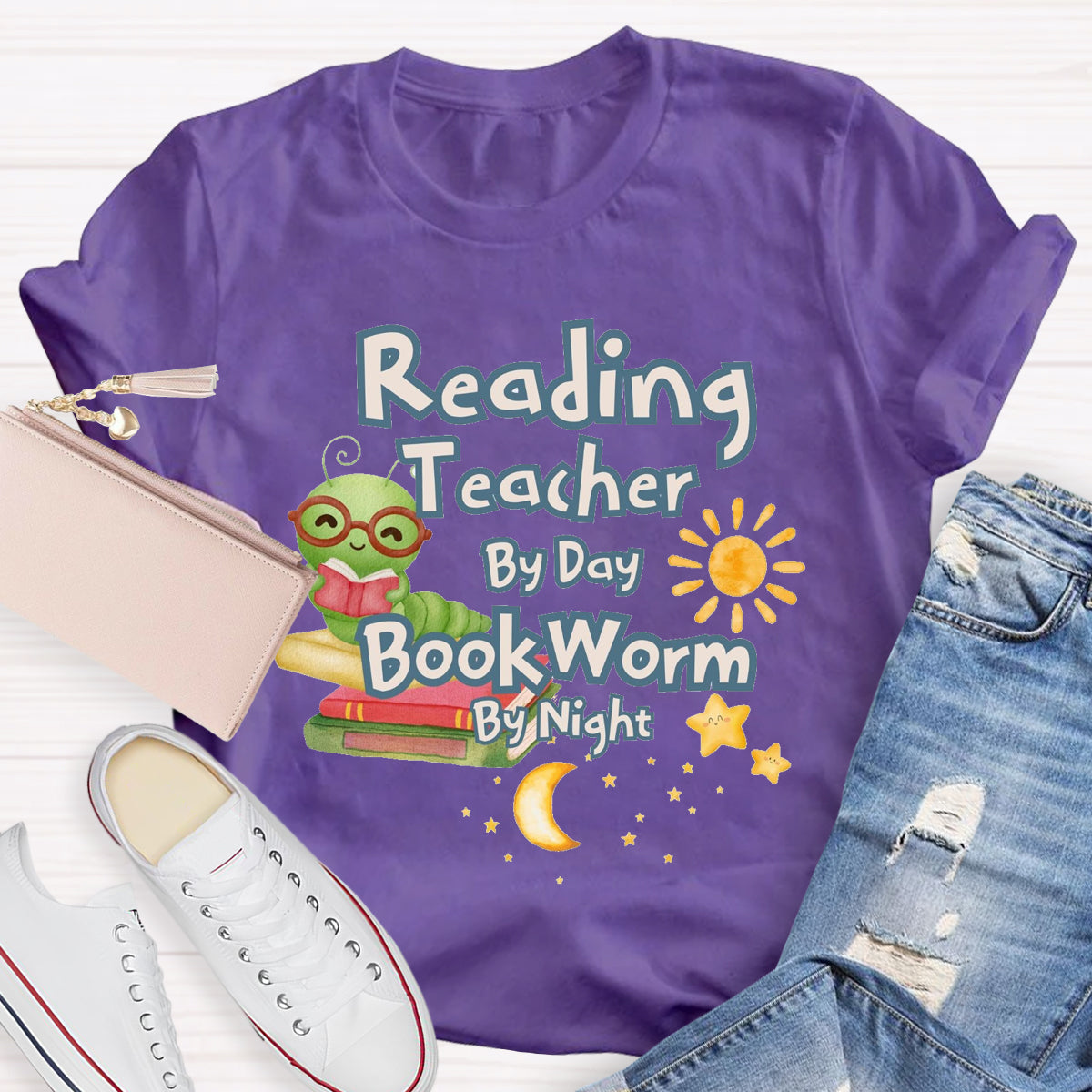 Reading Teacher By Day Bookworm By Night T-Shirt