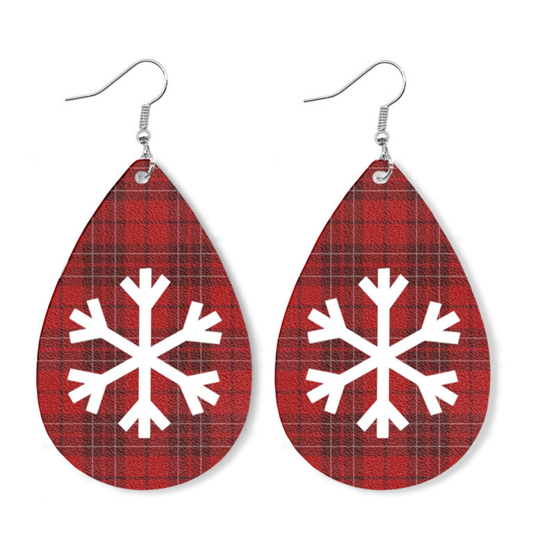 Christmas Elk Snowman Leather Earrings