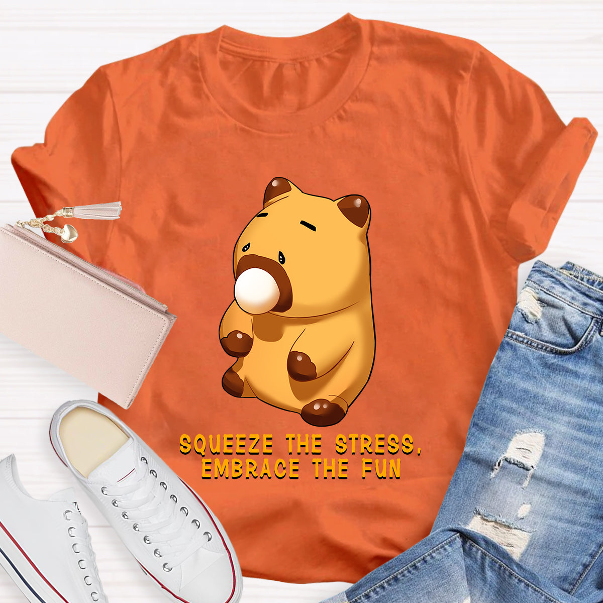 Squeeze The Stress, Embrace The Fun Capybara T-Shirt