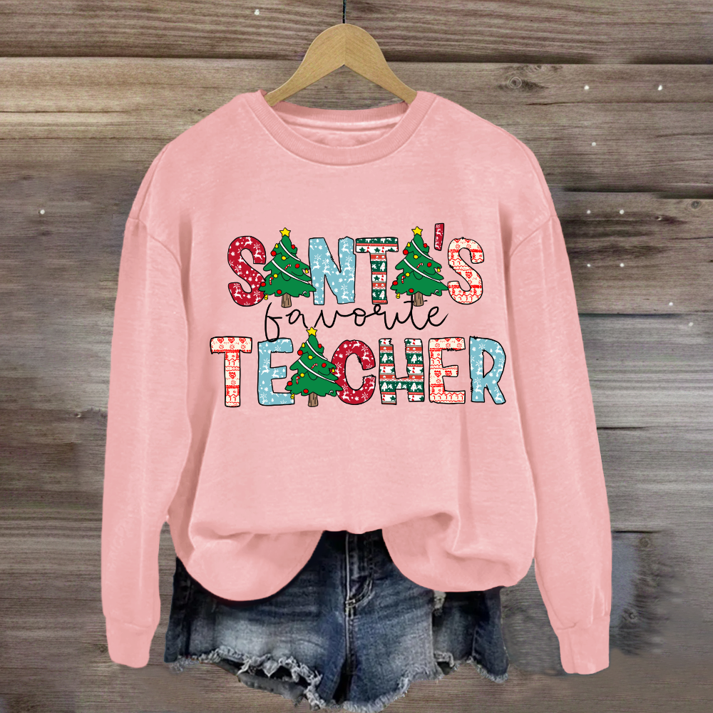 Santa's Favorite Teacher Christmas Tree Sweatshirt