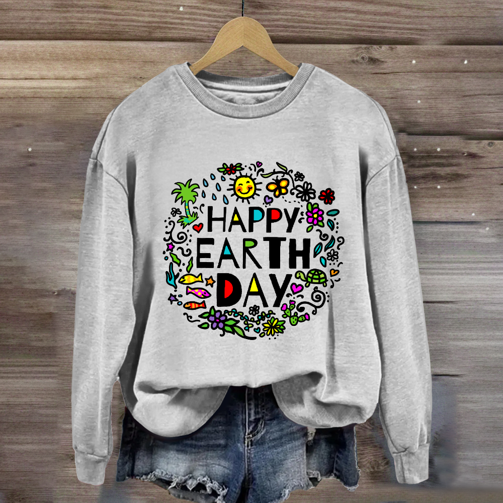 Happy Earth Day Floral Sweatshirt