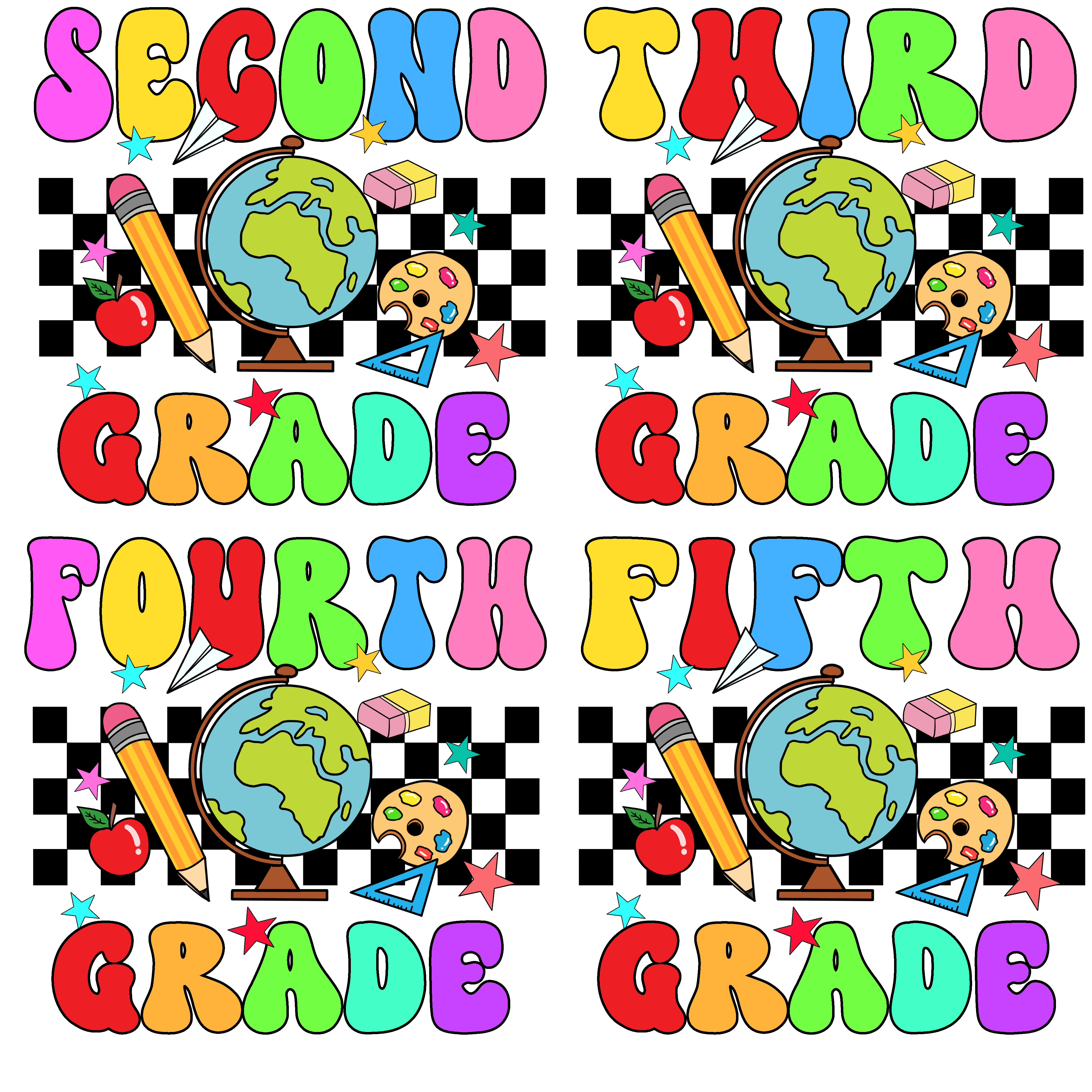 Personalized Grade And Name Checkerboard Globe T-Shirt
